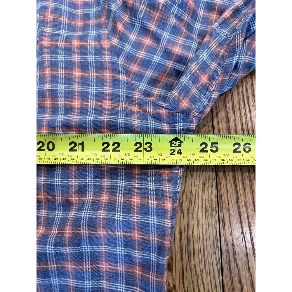 Faherty Mens Reddish Blue Gray Plaid Button Up Long Sleeve Cotton Shirt XL - Picture 13 of 15